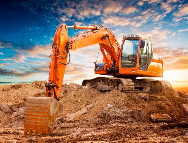 Excavator on an active earthwork site